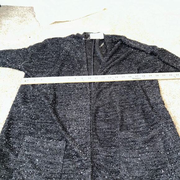 NEW Maurices cardigan black & silver tensel textured front pockets SZ 0 sparkley - Picture 11 of 13